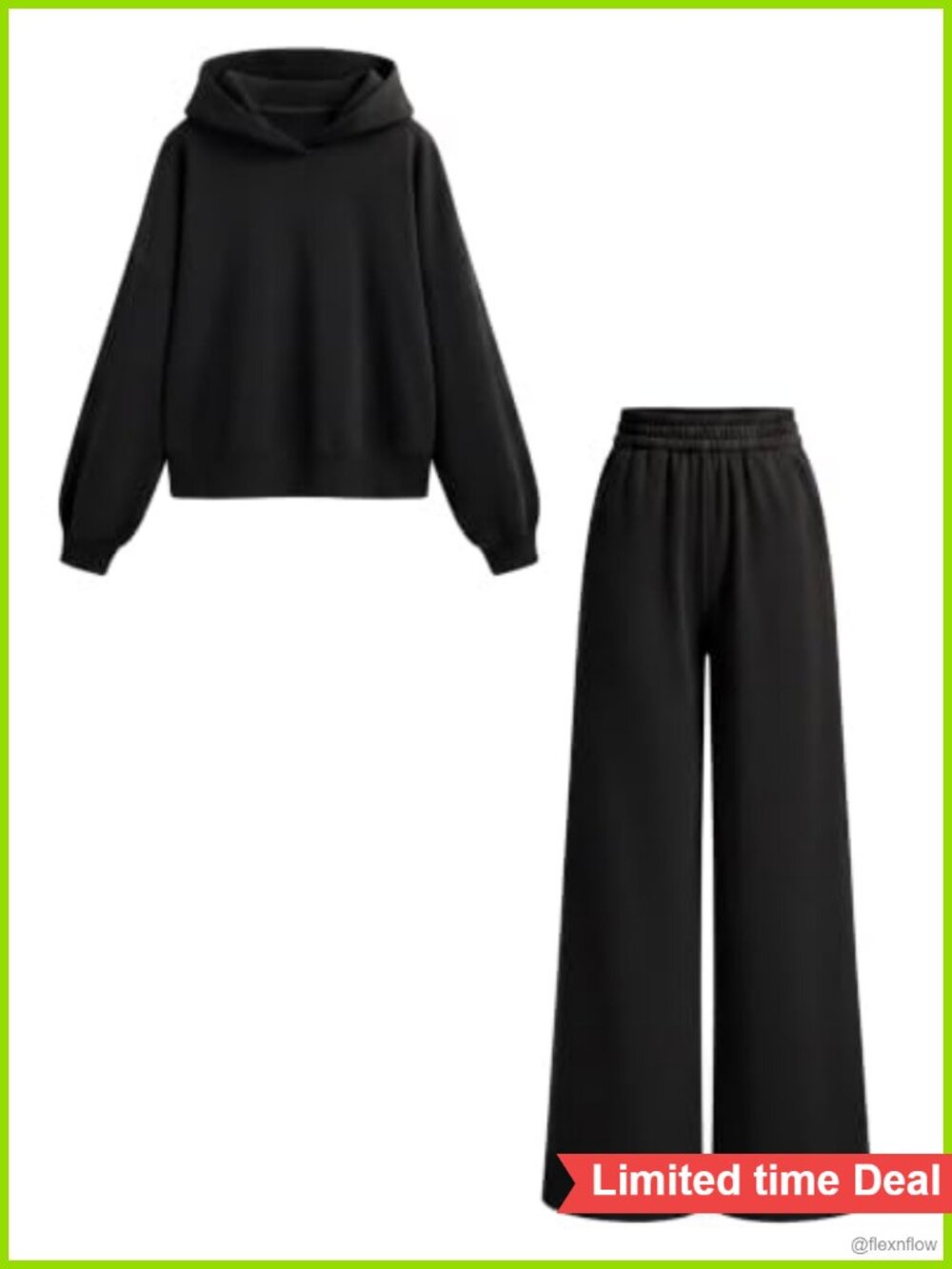 Women's 2 Piece Hooded Sweatsuit Set with Wide Leg Pants